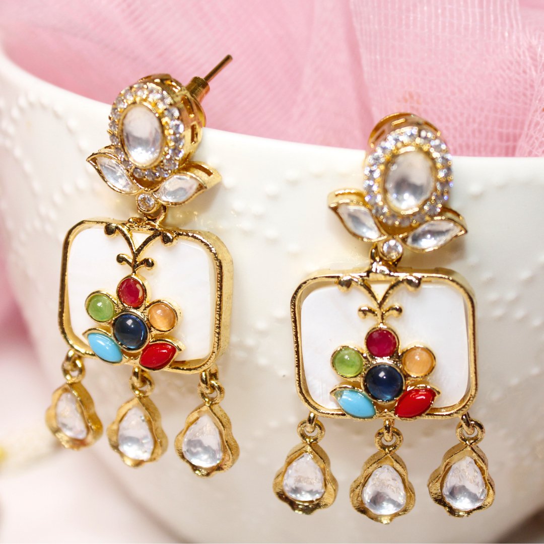 GULMOHAR - POLKI & STONE NECKLACE - WHITE