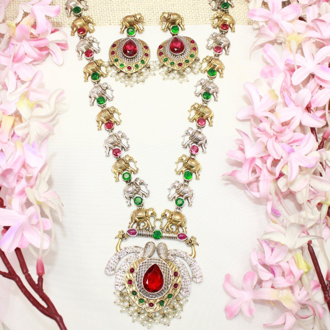 HAATHI PAIR DUAL TONE LONG HAAR - RED & GREEN