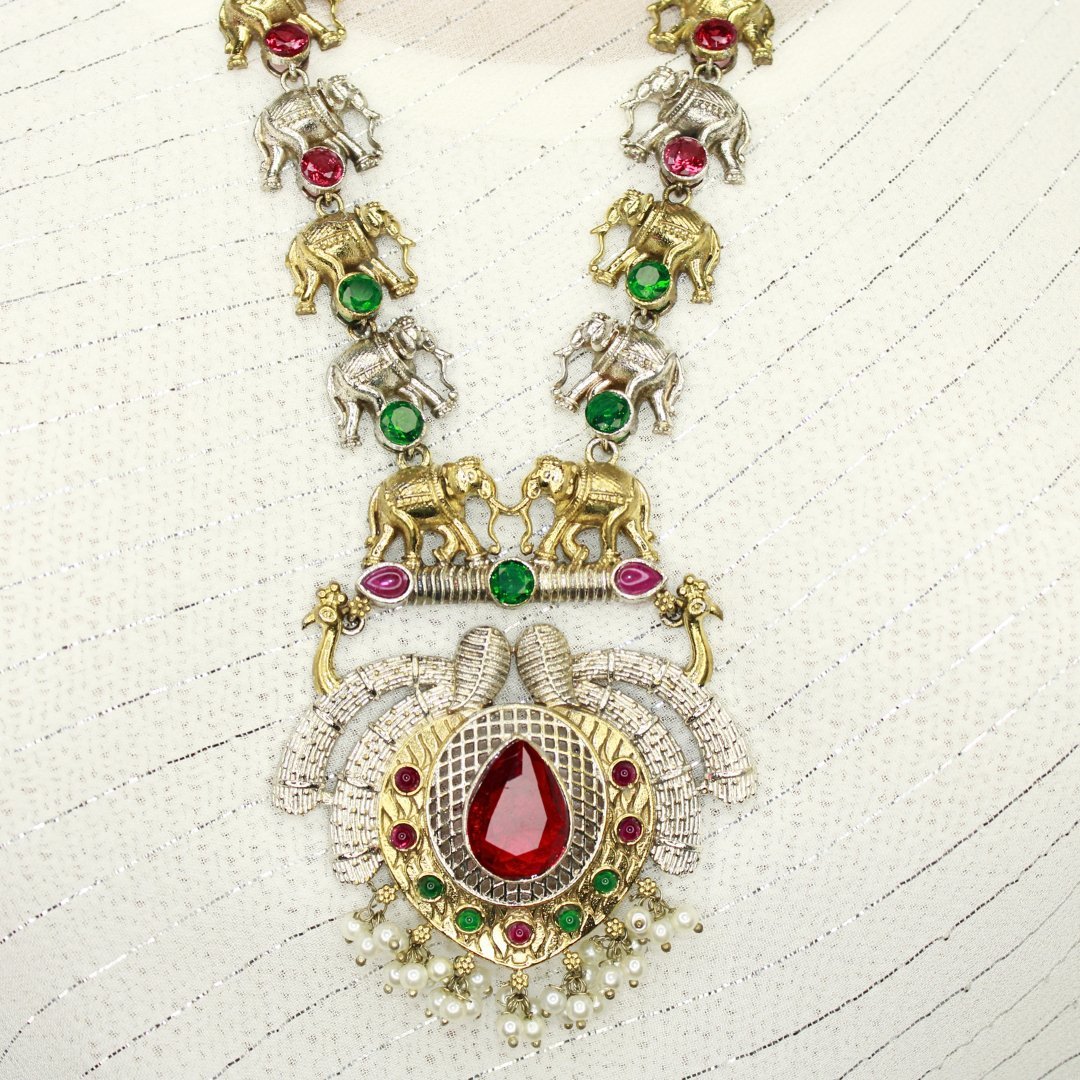 HAATHI PAIR DUAL TONE LONG HAAR - RED & GREEN