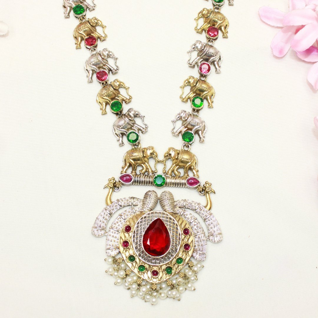 HAATHI PAIR DUAL TONE LONG HAAR - RED & GREEN
