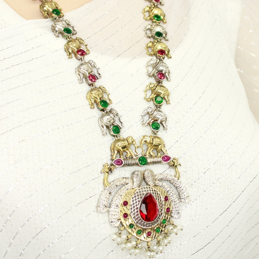 HAATHI PAIR DUAL TONE LONG HAAR - RED & GREEN