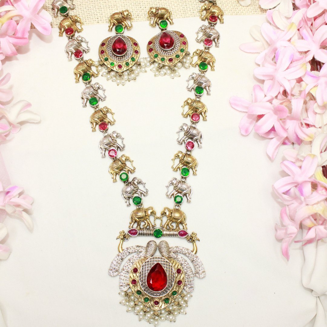 HAATHI PAIR DUAL TONE LONG HAAR - RED & GREEN