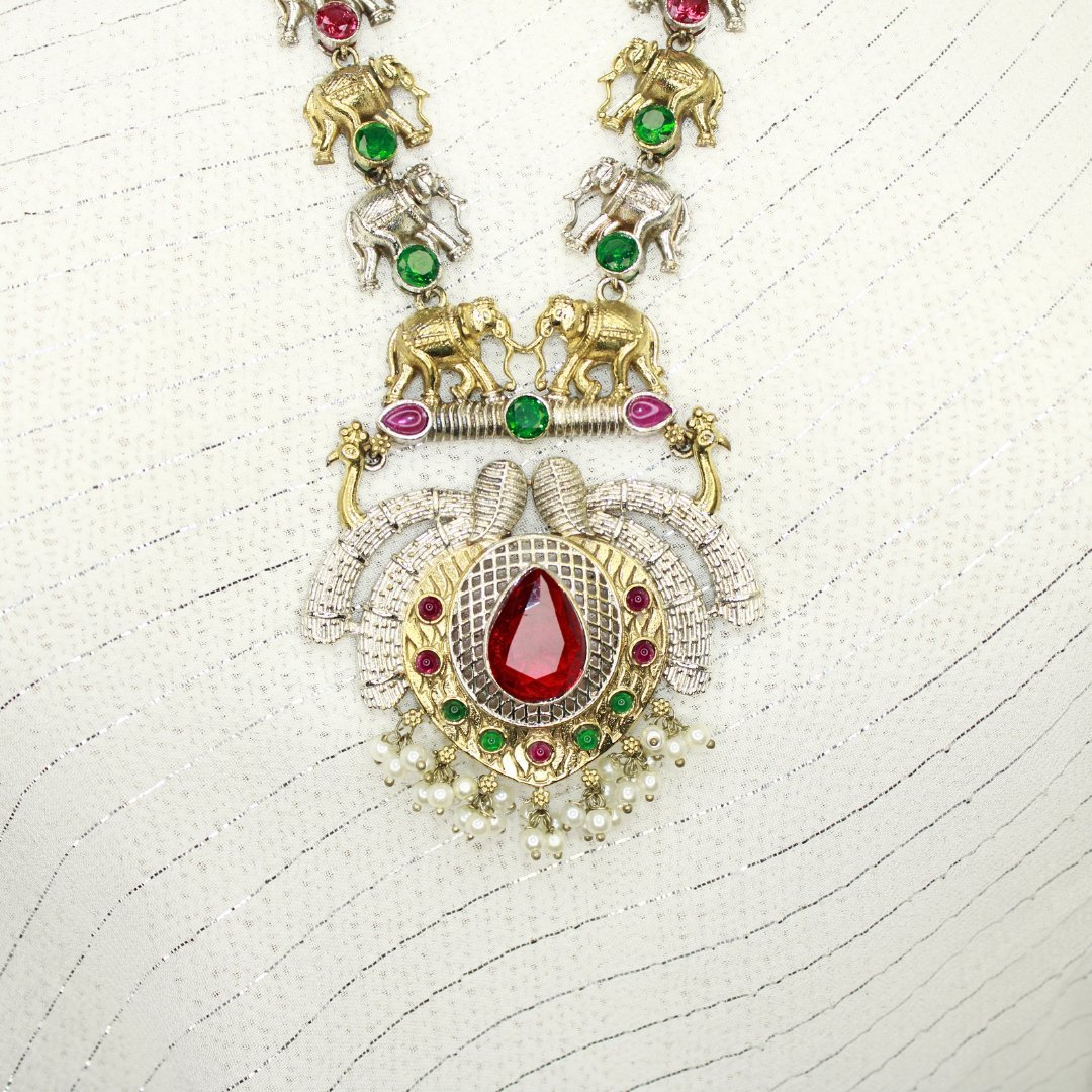 HAATHI PAIR DUAL TONE LONG HAAR - RED & GREEN
