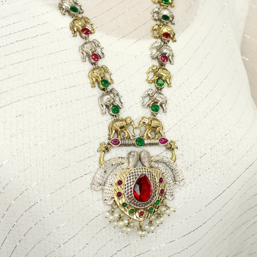 HAATHI PAIR DUAL TONE LONG HAAR - RED & GREEN
