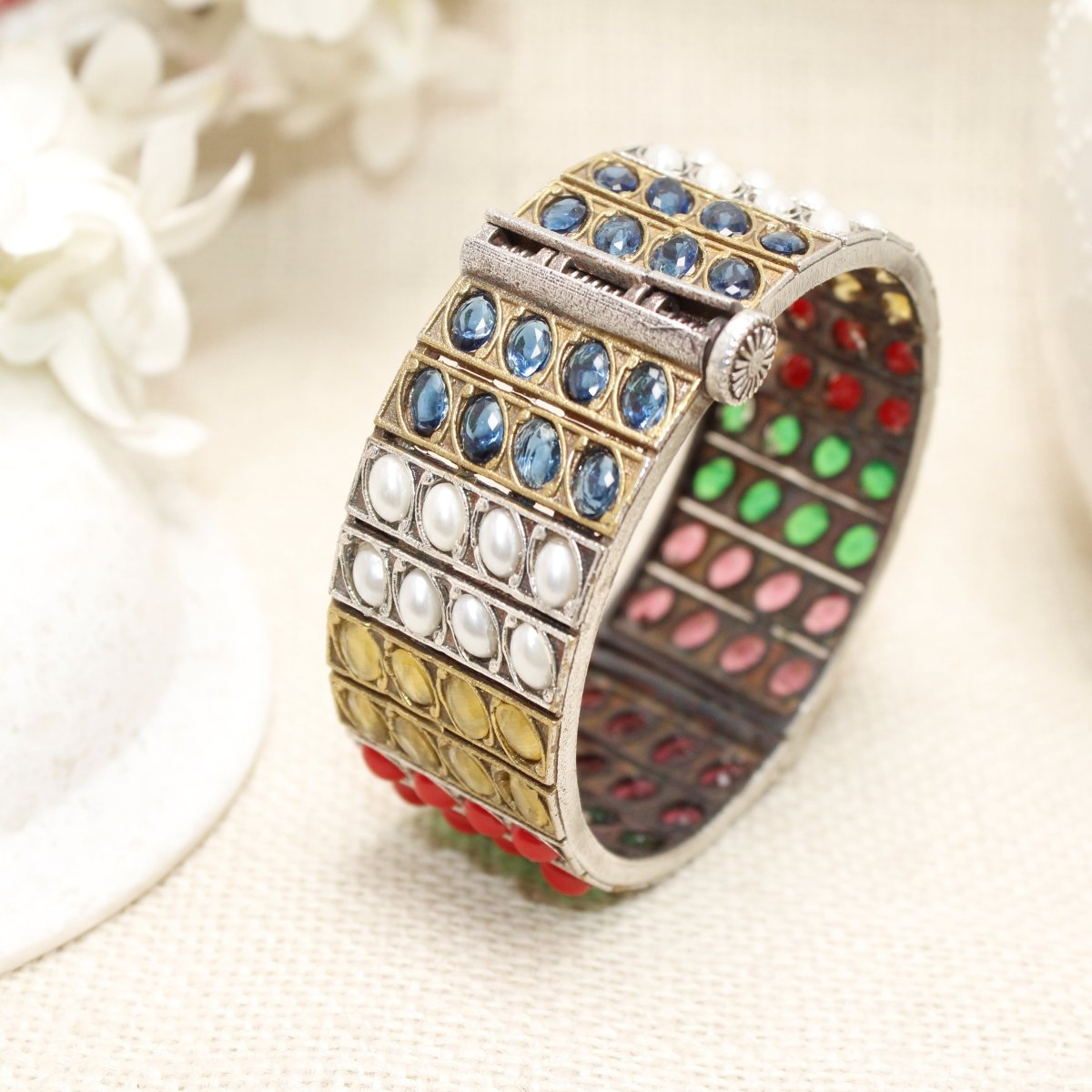 KALA DUAL - TONE MONALISA STONE KADA - NAVRATAN - MULTICOLOUR