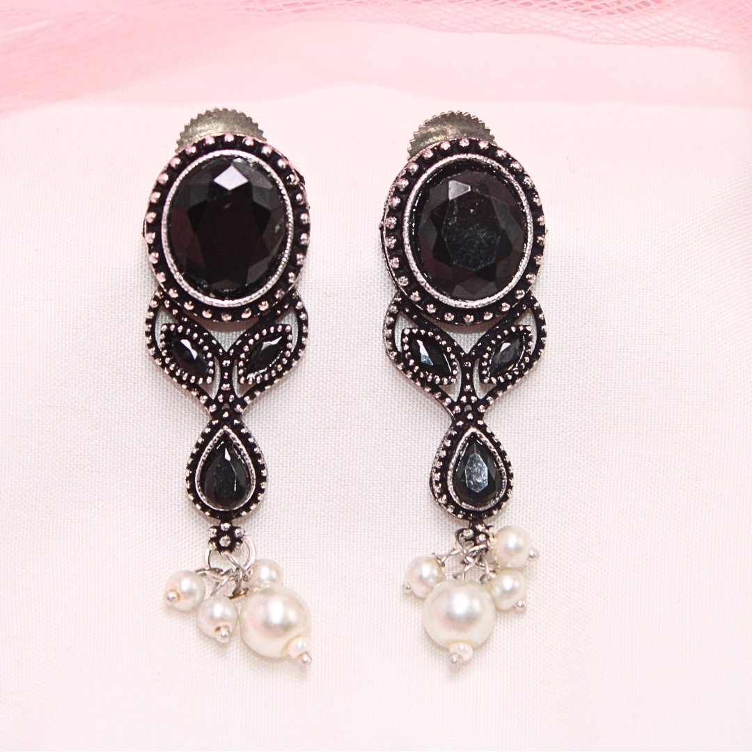 KALKI CRYSTAL NECKLACE SET - BLACK