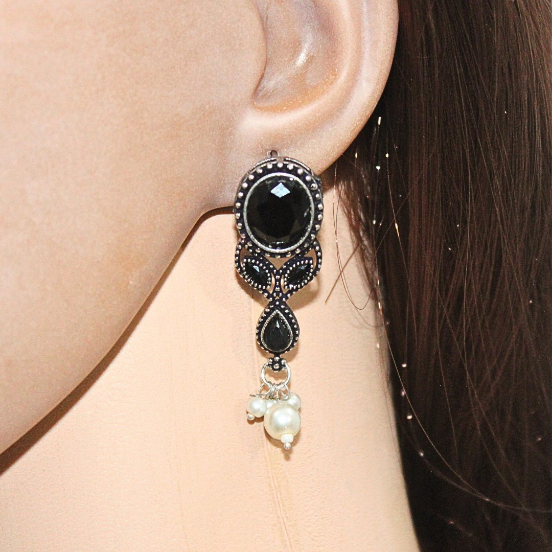 KALKI CRYSTAL NECKLACE SET - BLACK