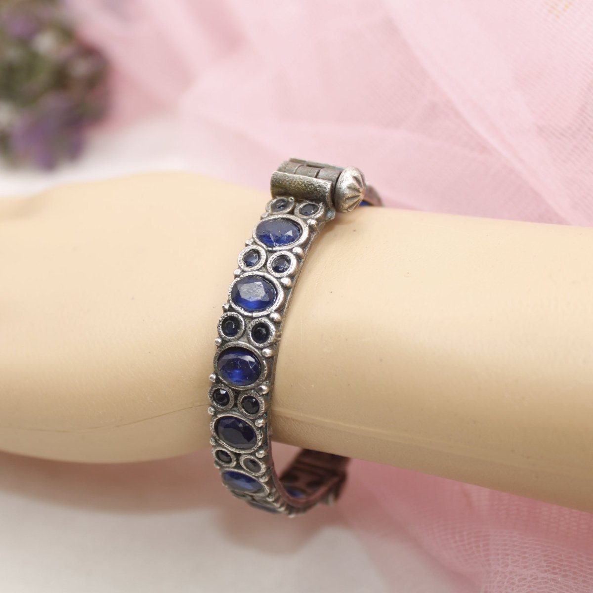 KESAR - OXIDISED SILVER LOOK ALIKE KADA - BLUE