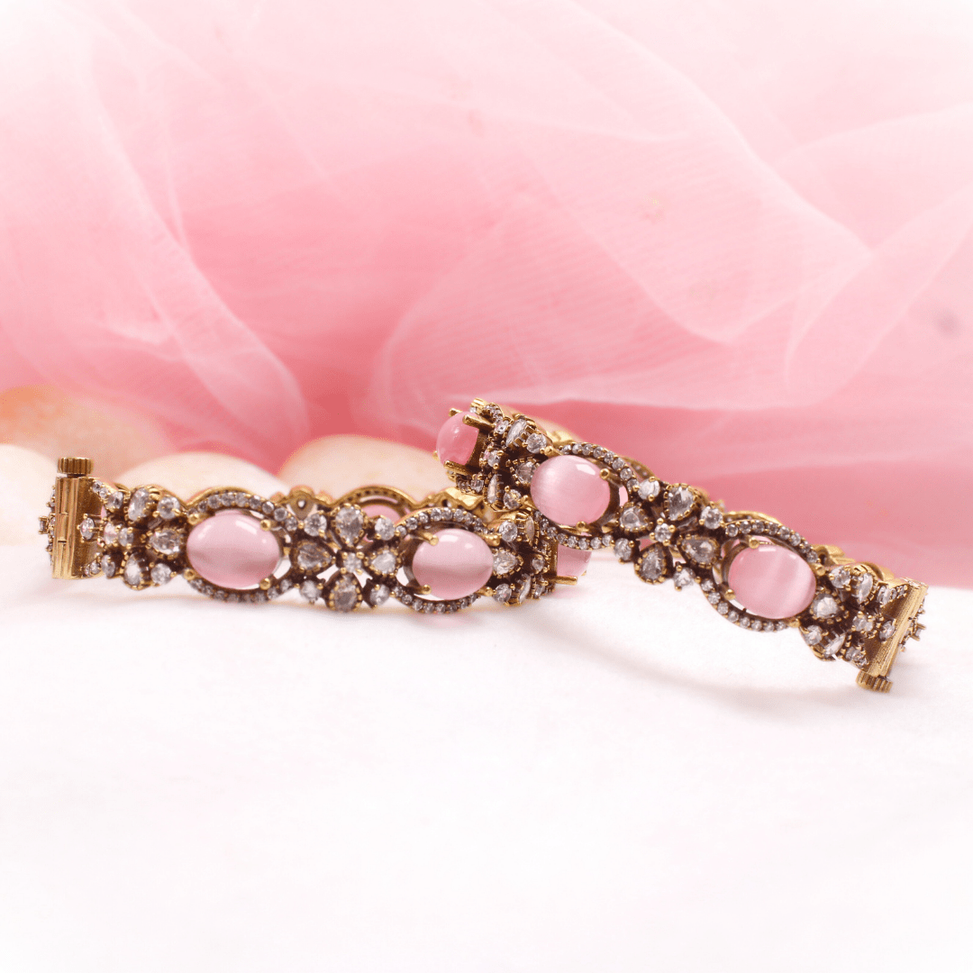 KIRAT ANTIQUE MOISSANITE KADA - (SET OF 2) - PINK
