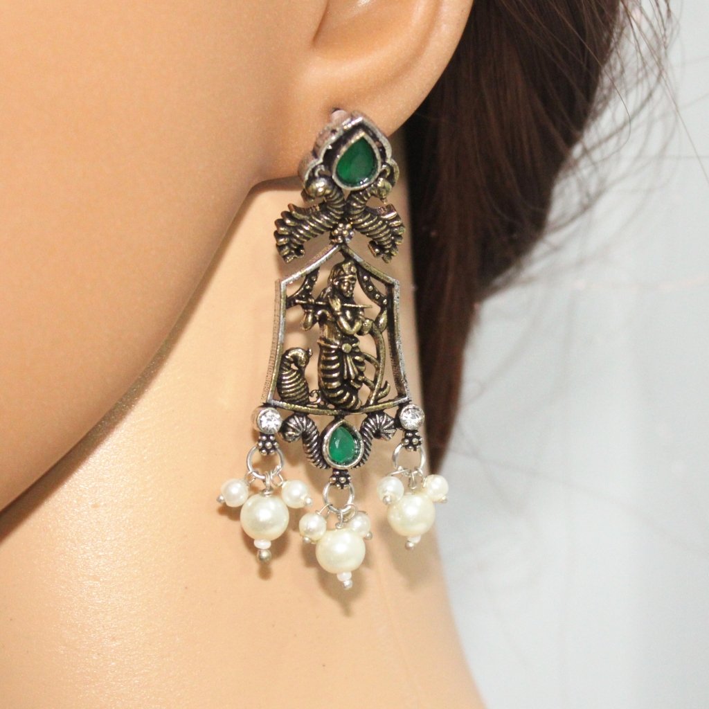 KRISHNA DUAL TONE JHUMKA - GREEN