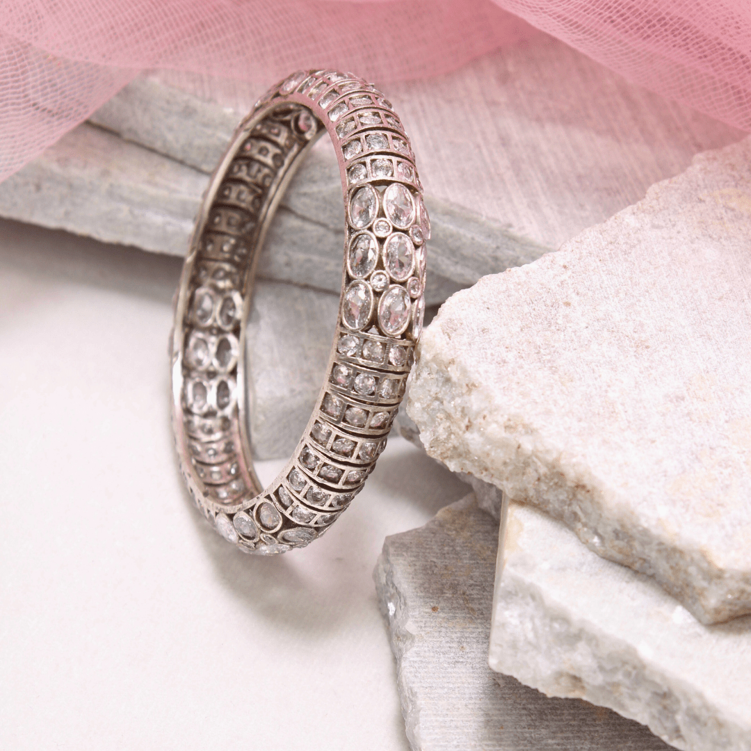 NAGINA BANGLES - SILVER FINISH - SET OF 2