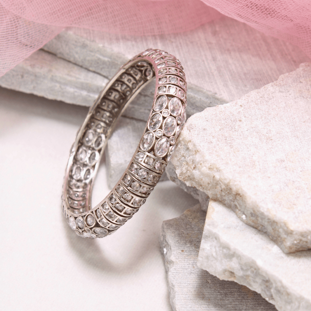 NAGINA BANGLES - SILVER FINISH - SET OF 2