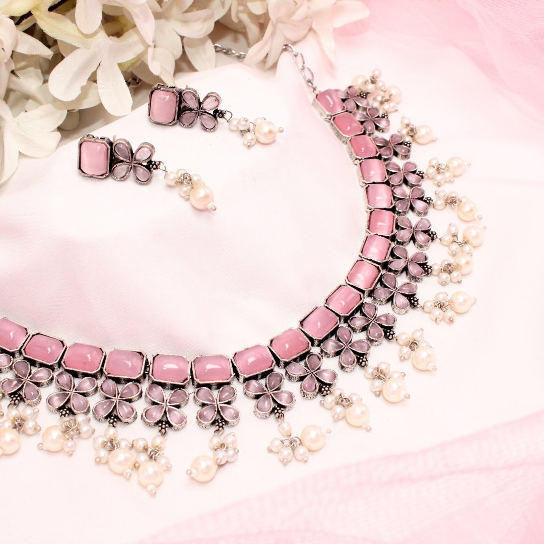 NAGINA NECKLACE SET - PINK
