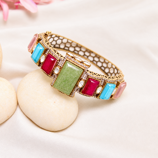 Pastel Multicolour Rectangle Stone Openable Kada — Retouched product hero view from original photographs