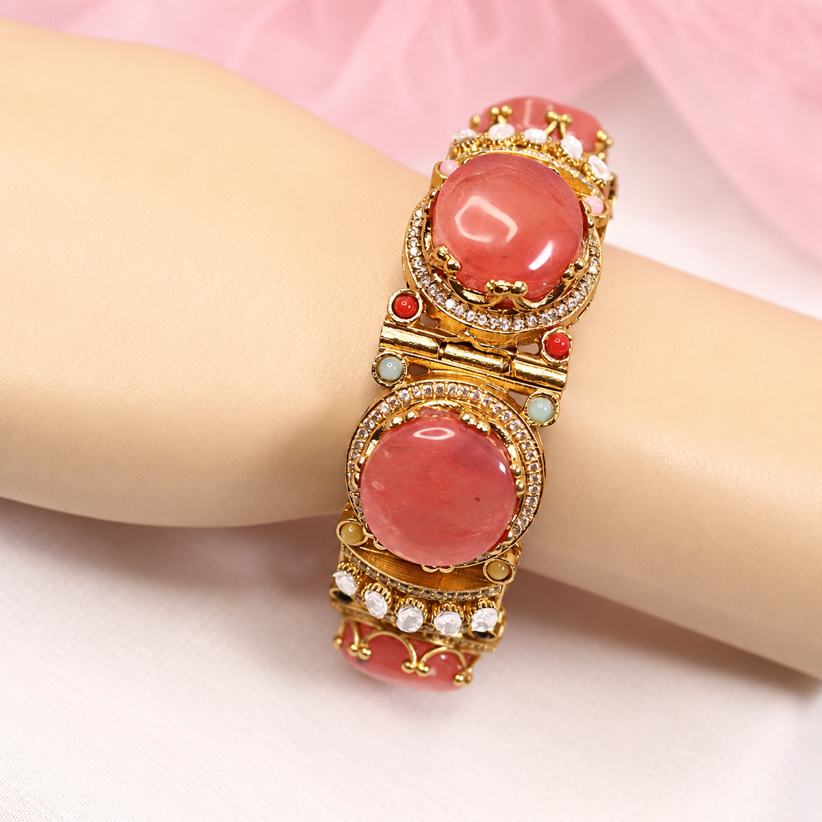 Round Pastel Stone Statement Kada - Pink — retouched original photograph IMG_7978