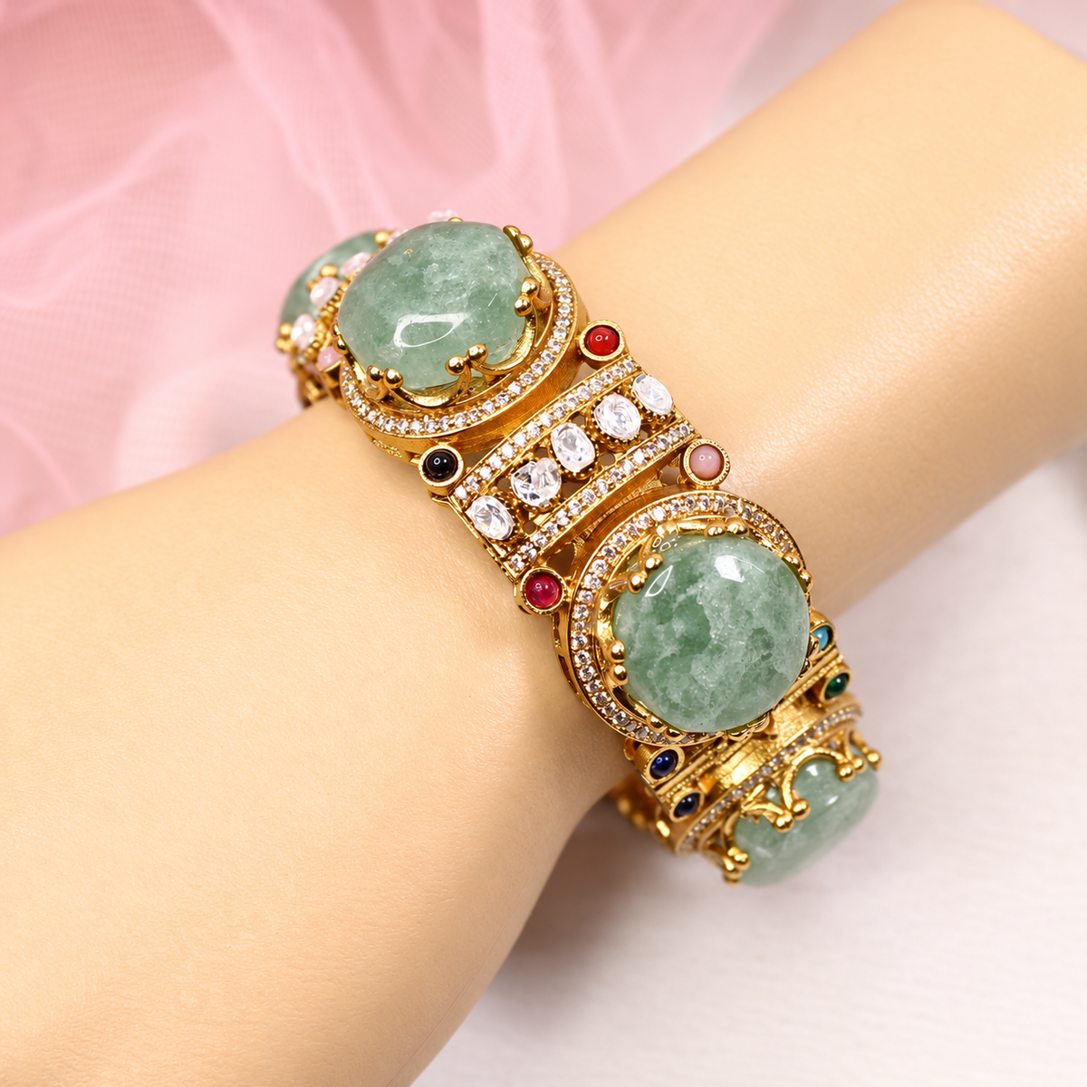 Round Pastel Stone Statement Kada - Mint — retouched original photograph IMG_7975