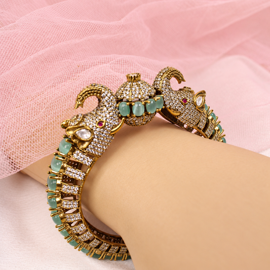 Twin Elephant Stone Openable Kada - Mint - retouched original photograph IMG_8057