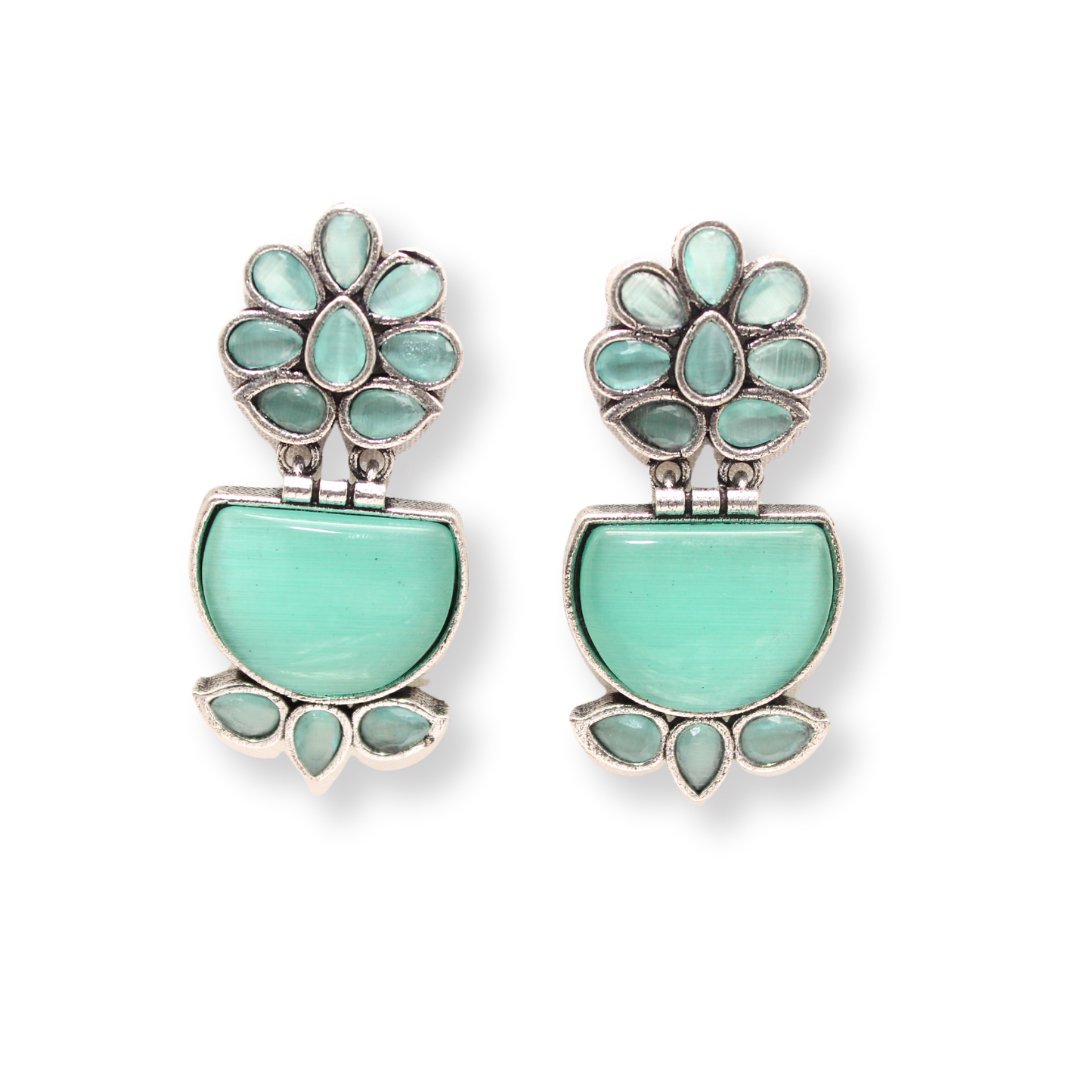 NAVRANG MULTI STONE STUD DANGLER - TURQUOISE