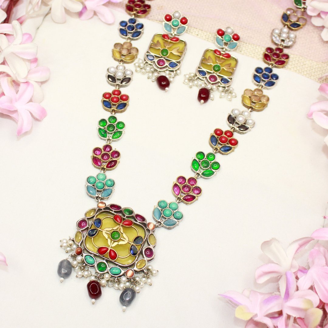 NAVRANG NAGINA LONG NECKLACE - YELLOW