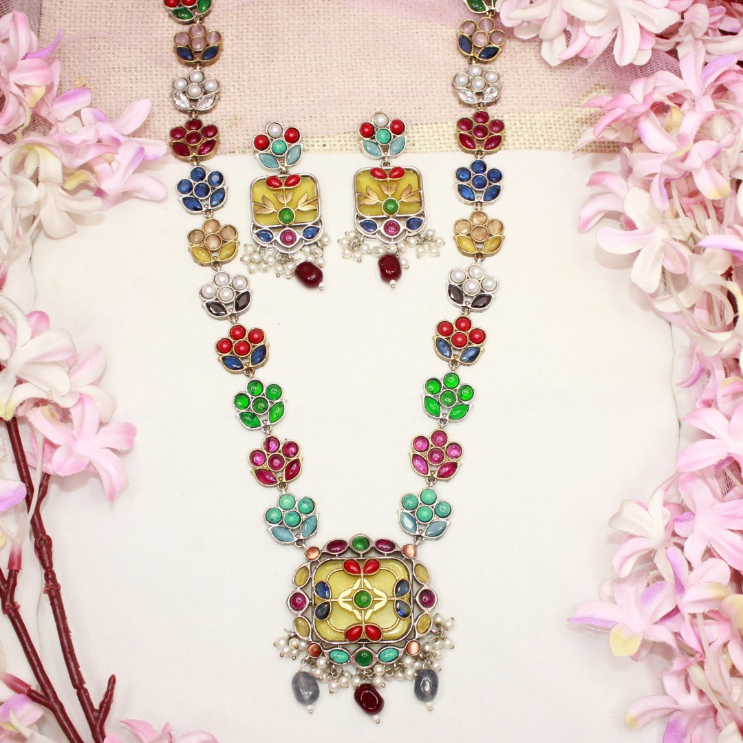 NAVRANG NAGINA LONG NECKLACE - YELLOW