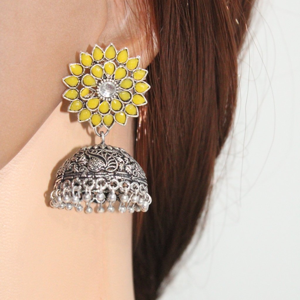 NAVRANG PUSHP JHUMKA - YELLOW
