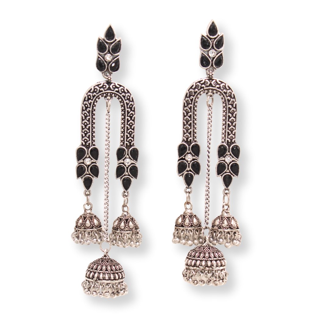 NAVRANG U - SHAPE JHUMKA - BLACK
