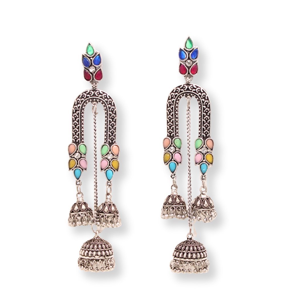 NAVRANG U - SHAPE JHUMKA - MULTICOLOUR