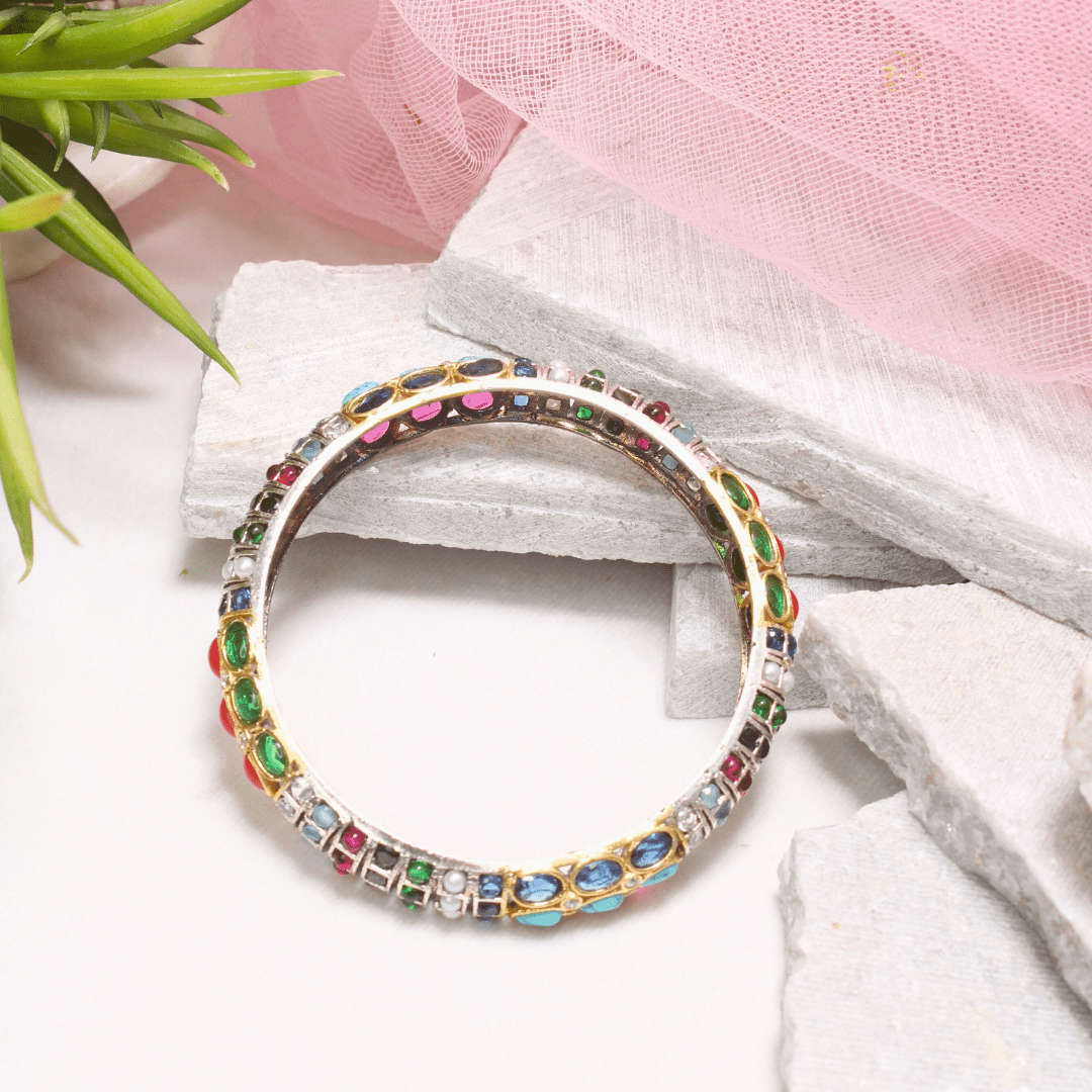 NAVRATAN NAGINA BANGLES - DUAL - TONE FINISH - SET OF 2
