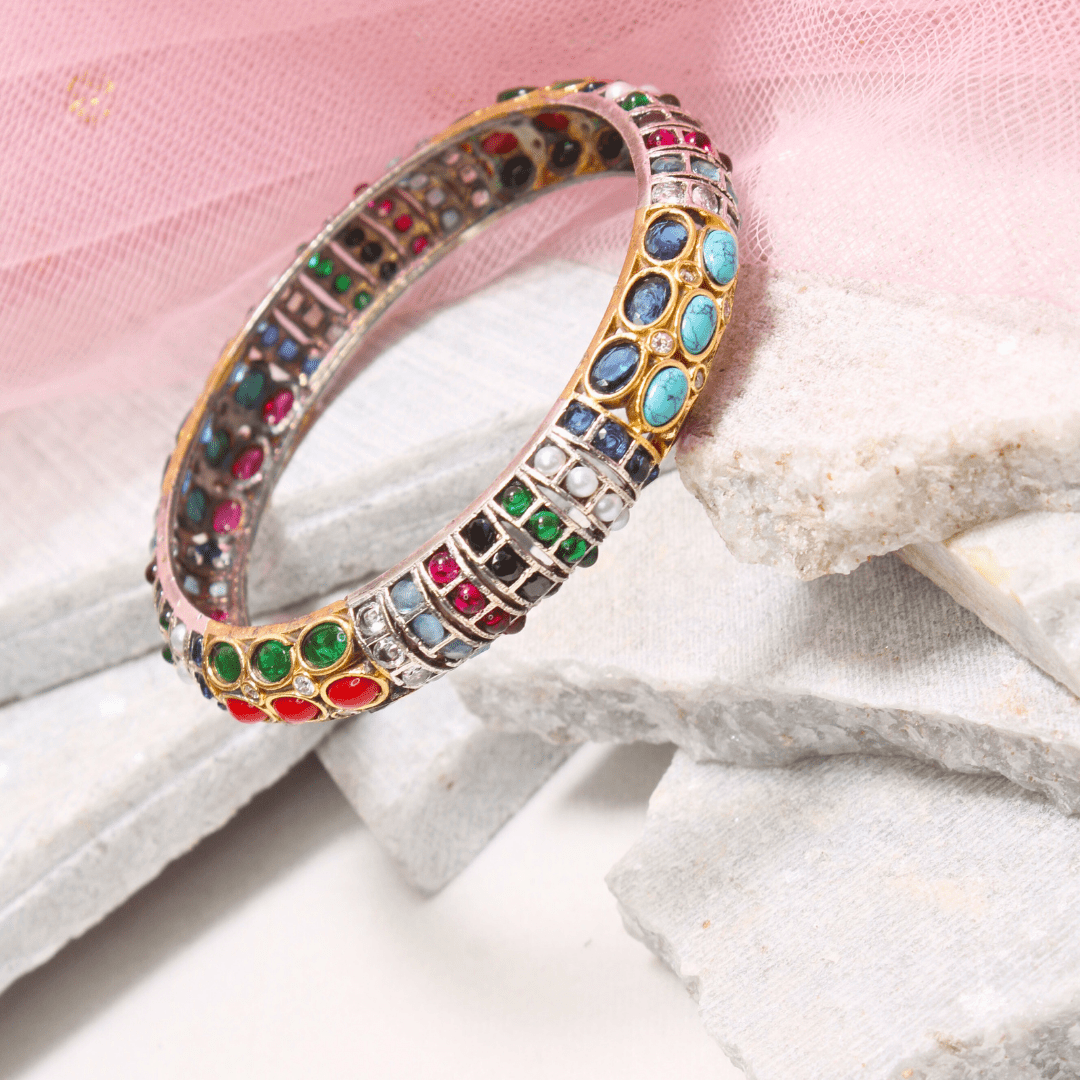 NAVRATAN NAGINA BANGLES - DUAL - TONE FINISH - SET OF 2
