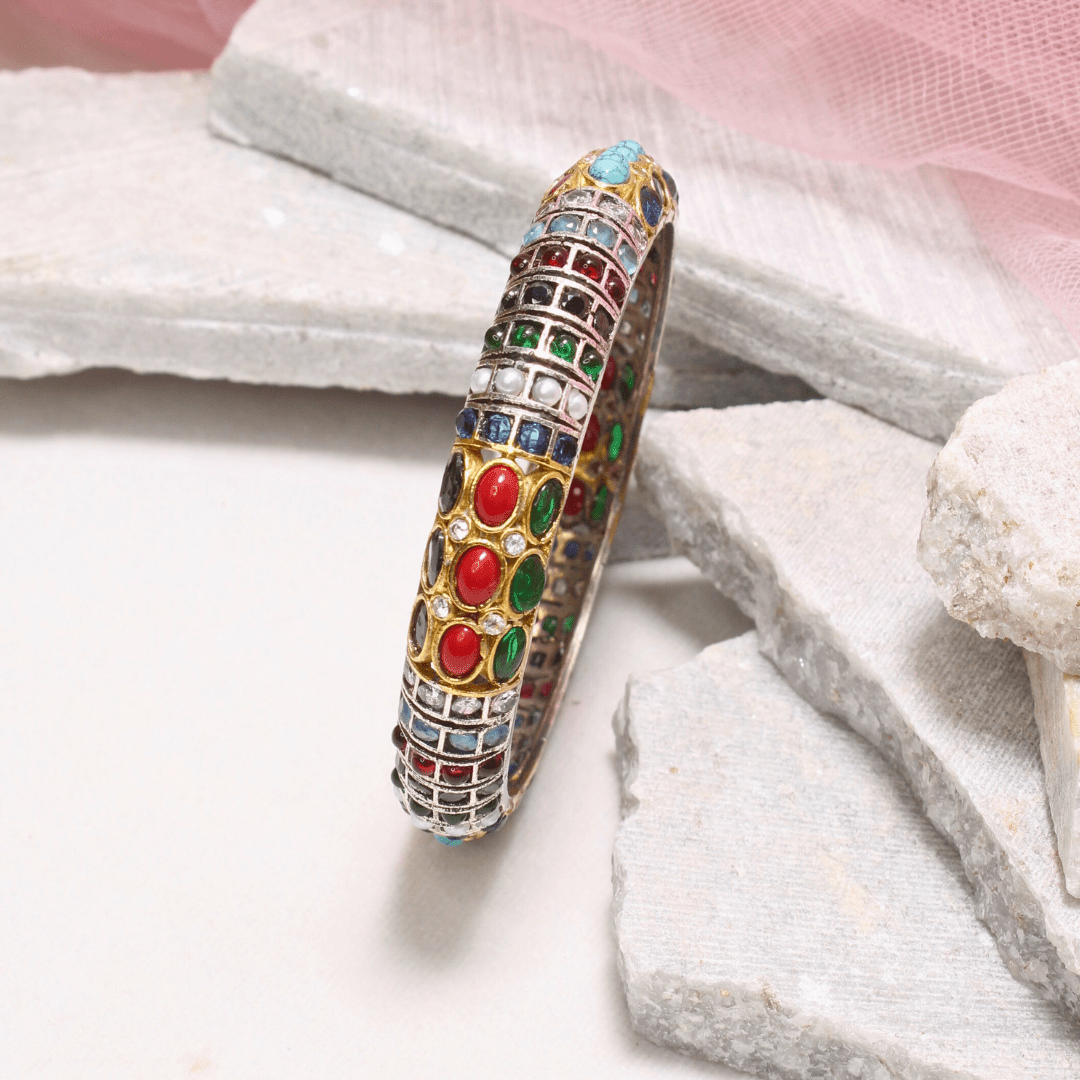 NAVRATAN NAGINA BANGLES - DUAL - TONE FINISH - SET OF 2