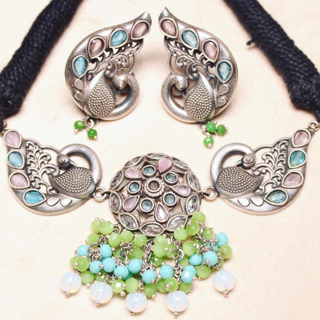 KOHINOOR KANTHI SET - PEACOCK EARRINGS