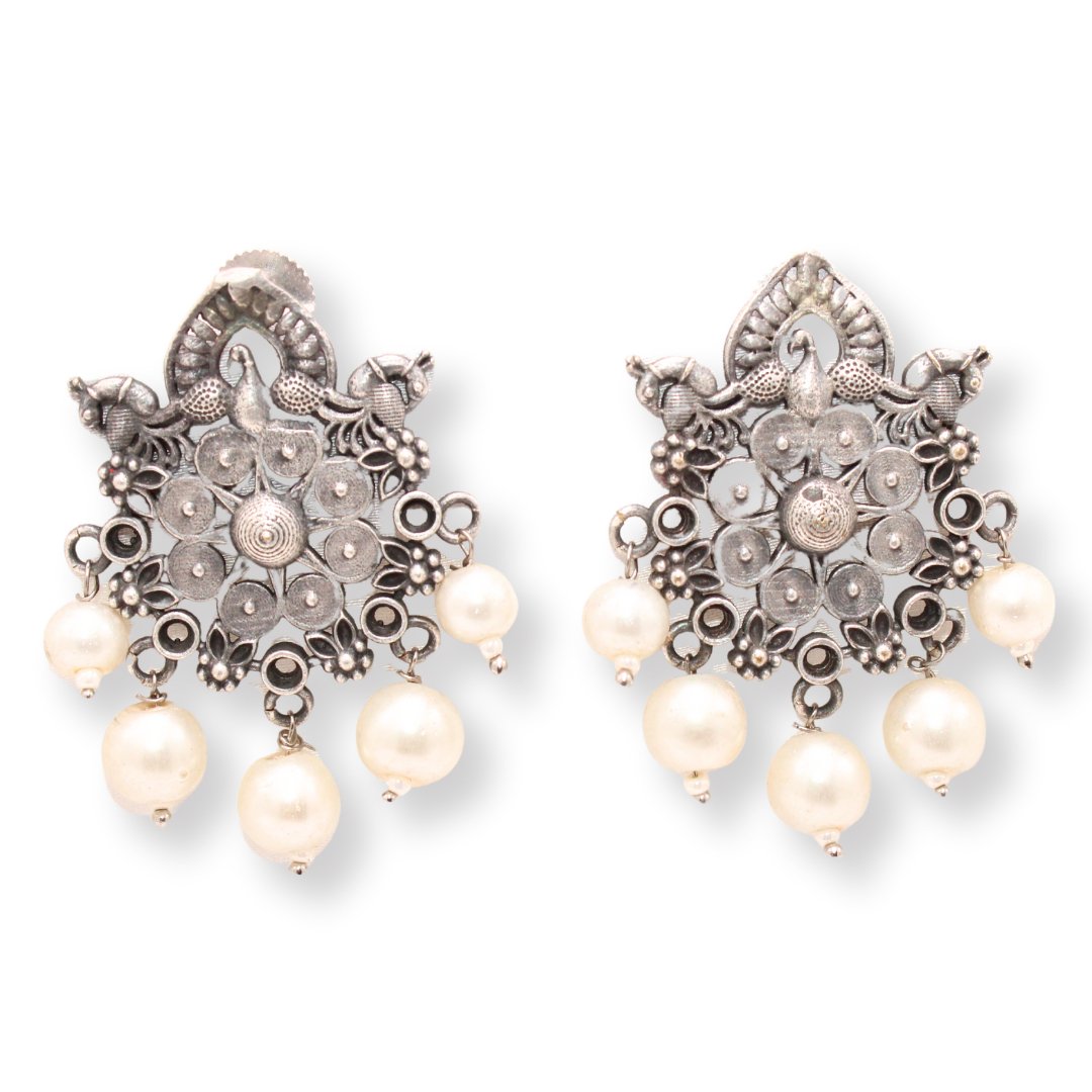 PEACOCK PEARL STUD - SILVER