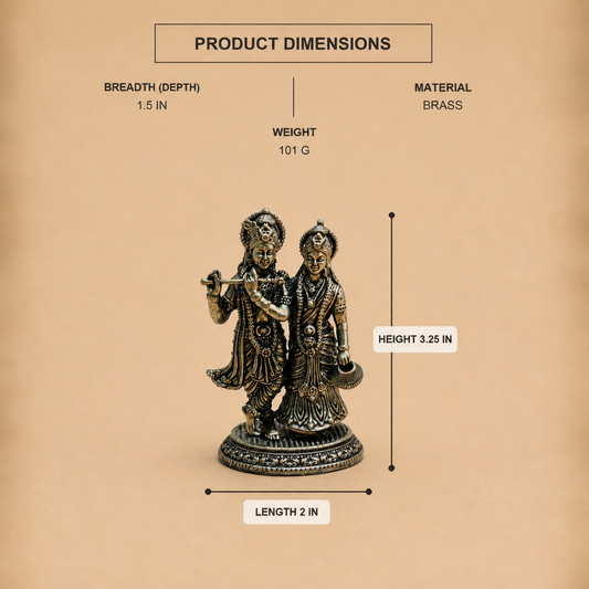 Radha Krishna Brass Idol — product dimensions