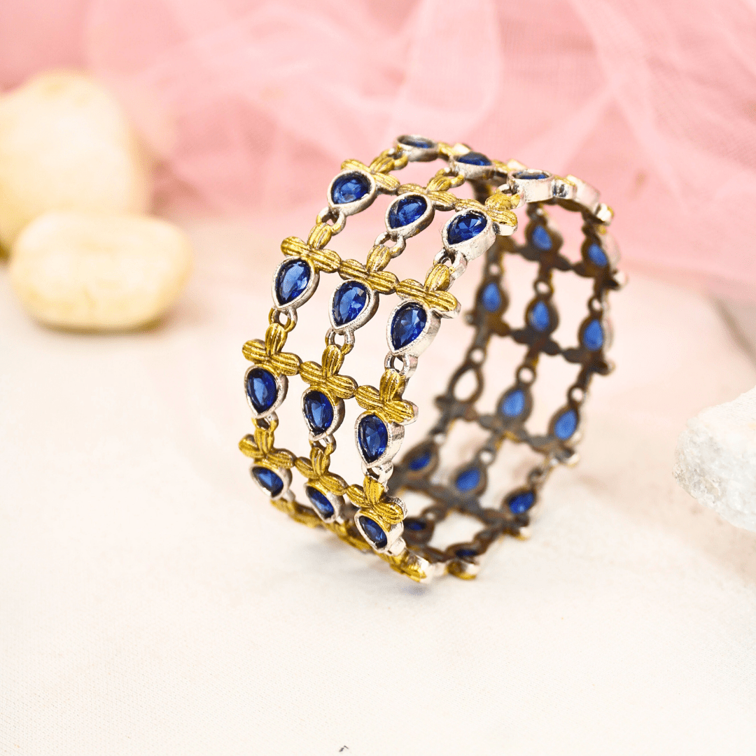 Rajputi Blue Stone Kada – Non - Openable Single Bang