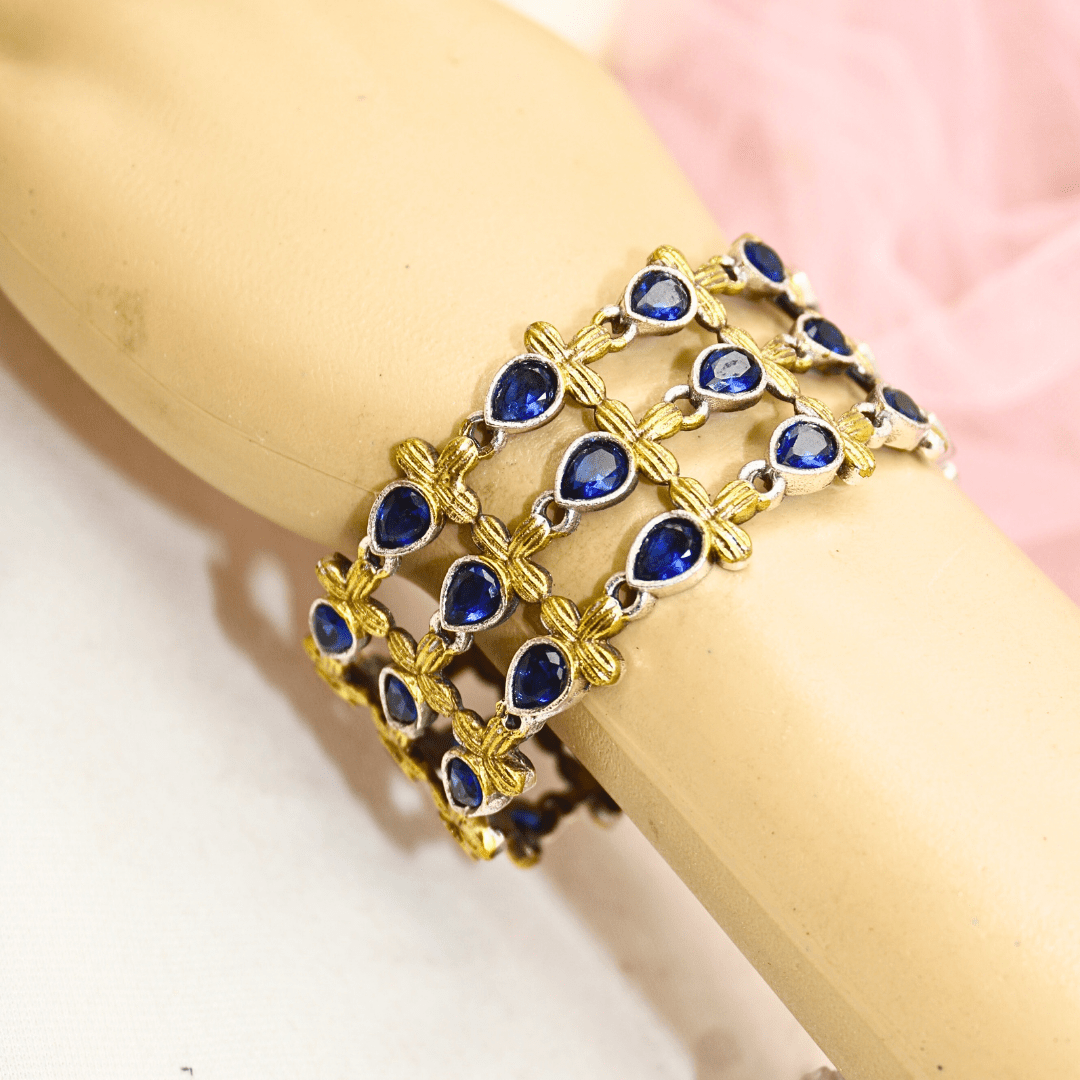 Rajputi Blue Stone Kada – Non - Openable Single Bang