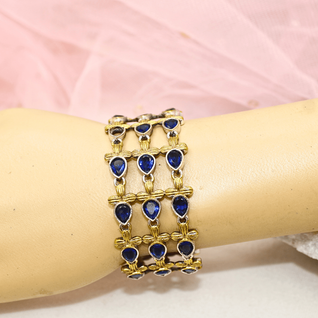 Rajputi Blue Stone Kada – Non - Openable Single Bang