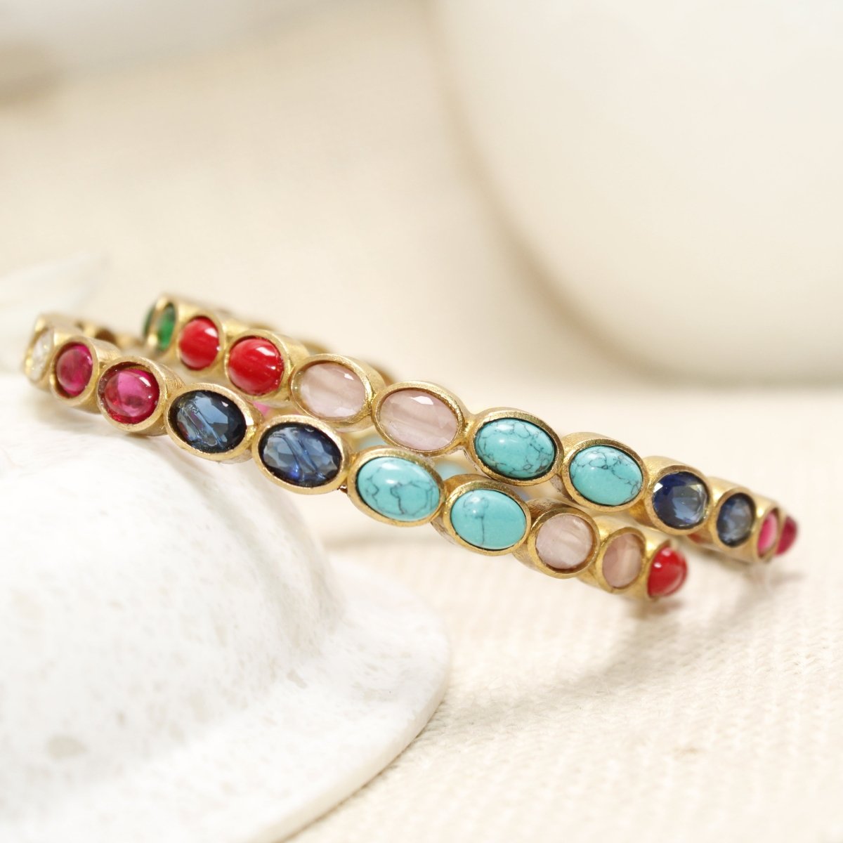 RAJWADI NAVRATNA BANGLE - SET OF 2