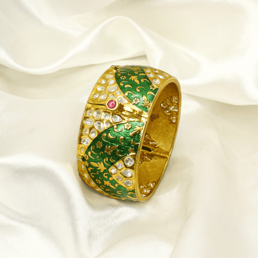 RAJWADI POLKI MEENAKARI KADA - GREEN