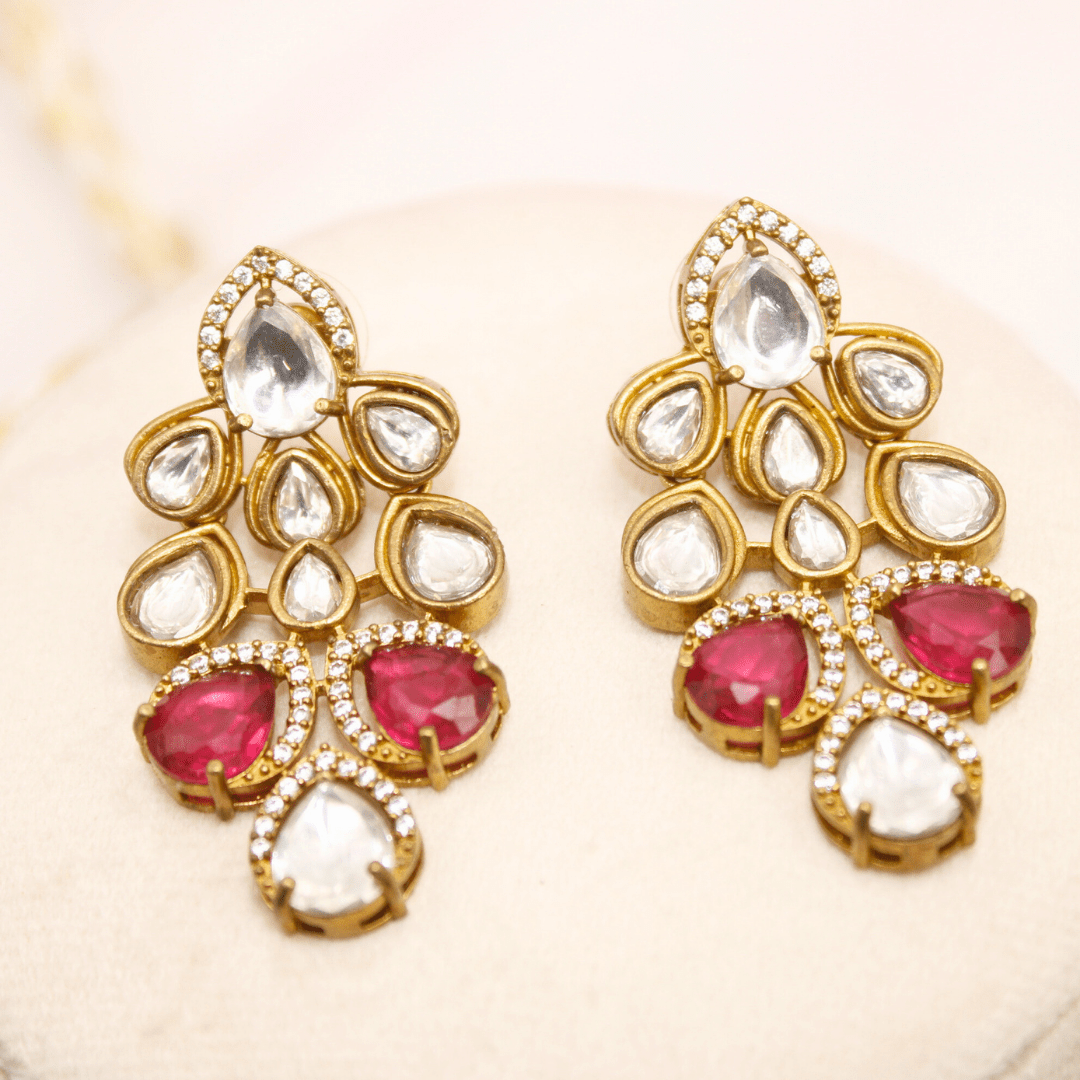 RAJWADI TAMANNA NECKLACE SET - RED