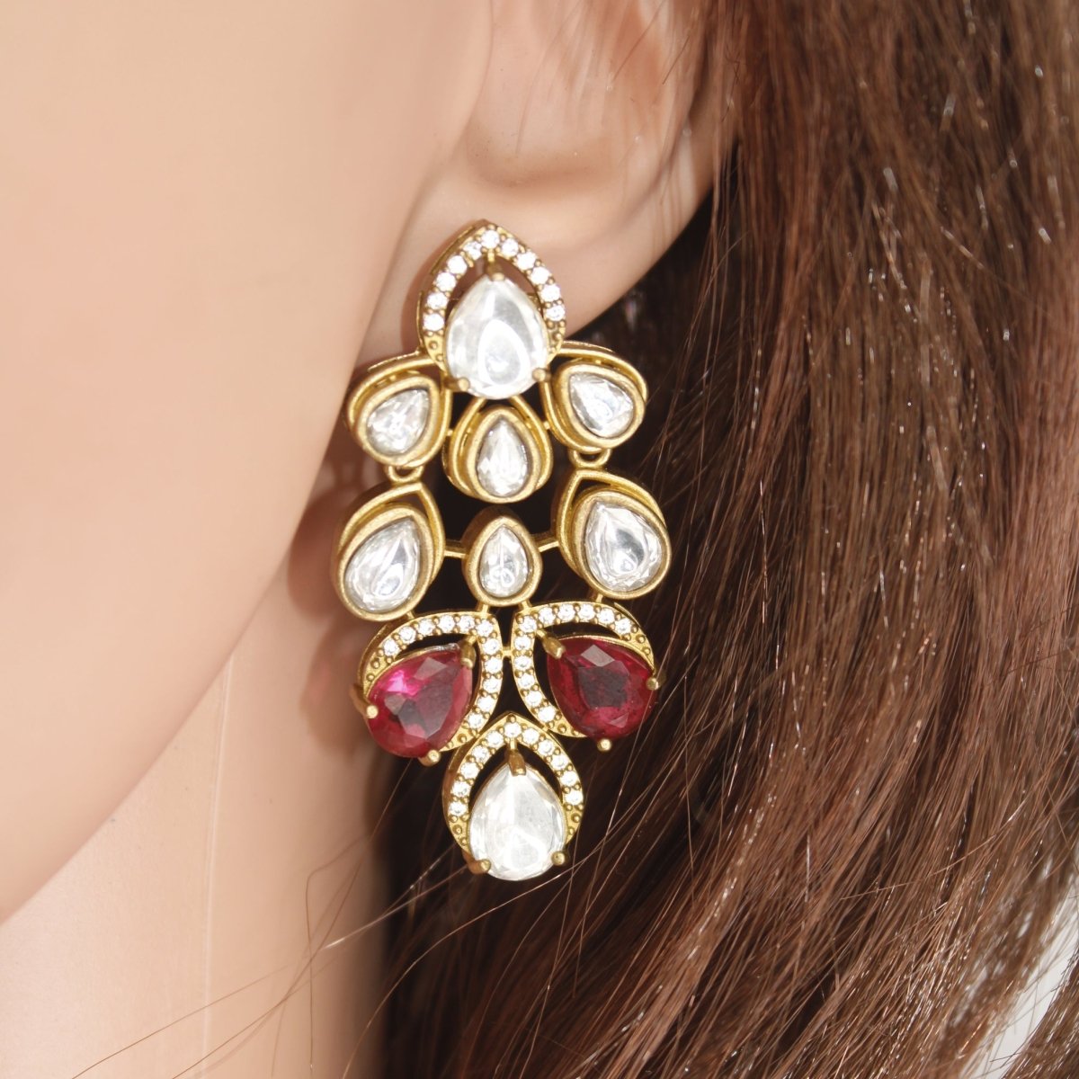 RAJWADI TAMANNA NECKLACE SET - RED