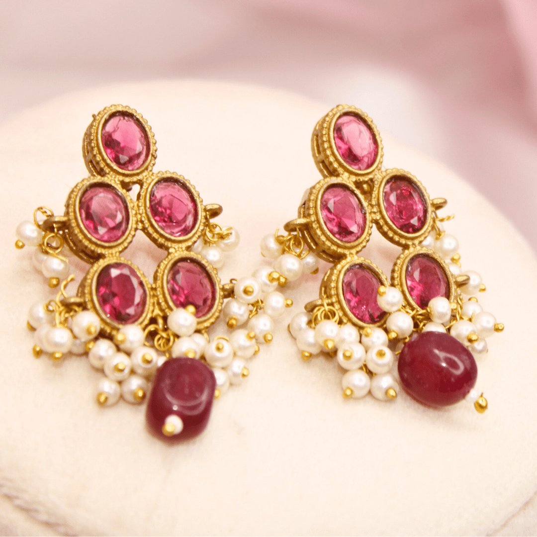 Ring Hasli Necklace- Stone Pendant – Red – additional product view
