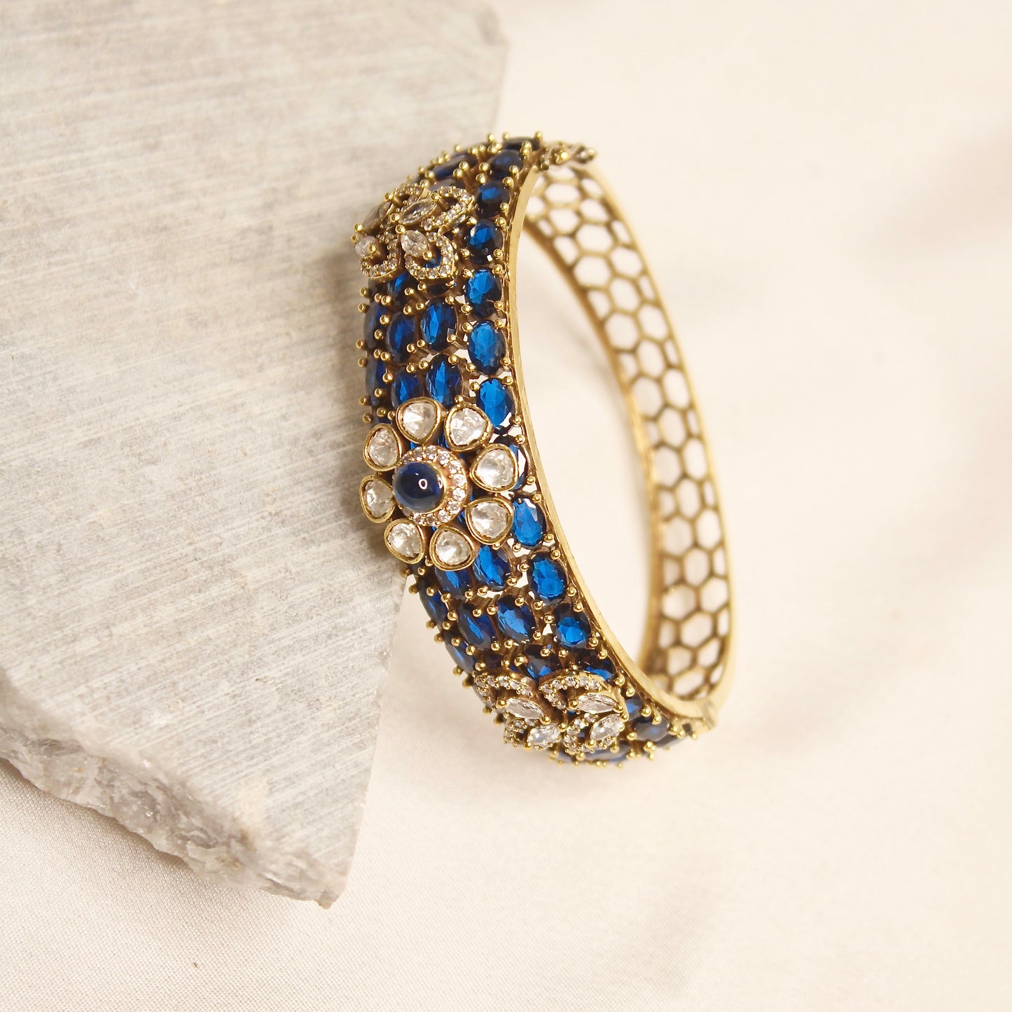 Royal Blue Kundan Mosaic Kada – product view 3