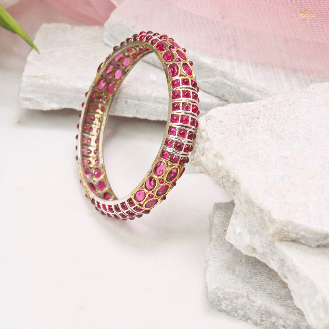 RUBY NAGINA BANGLES - DUAL - TONE FINISH - SET OF 2
