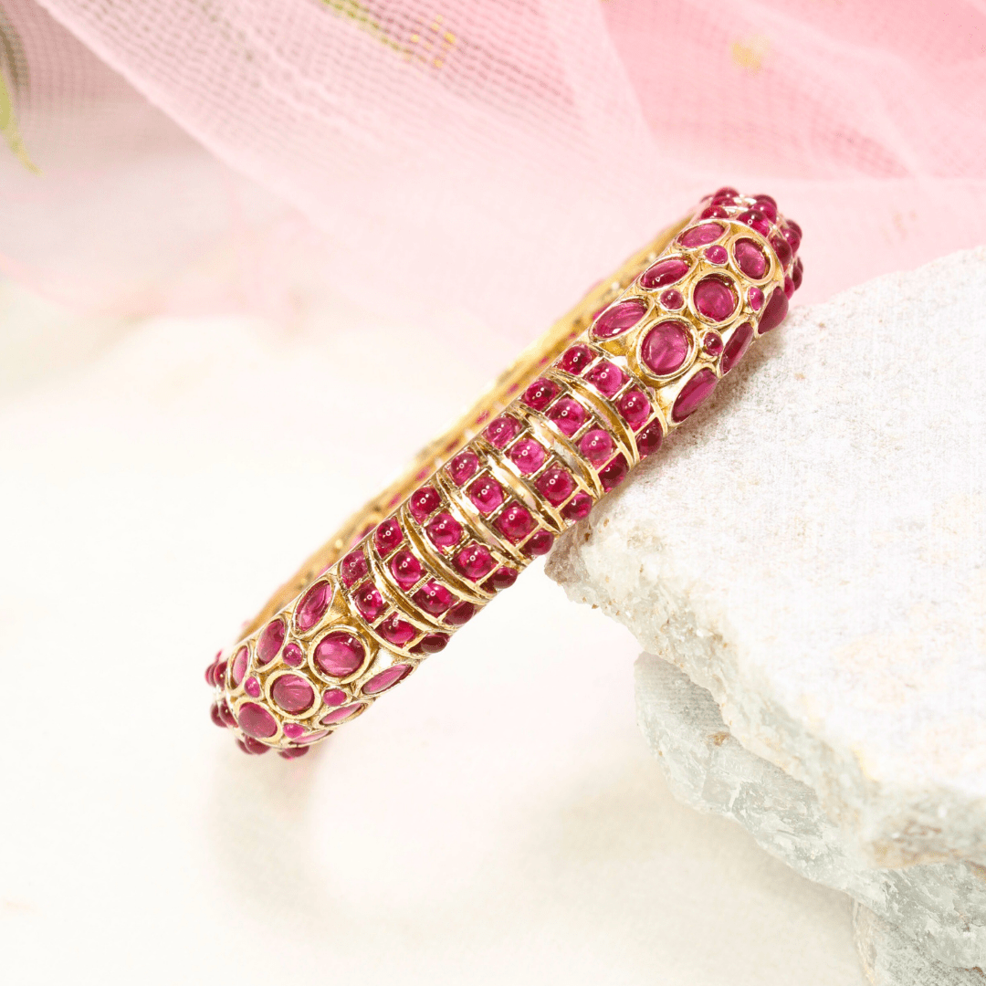 RUBY NAGINA BANGLES - GOLDEN FINISH - SET OF 2