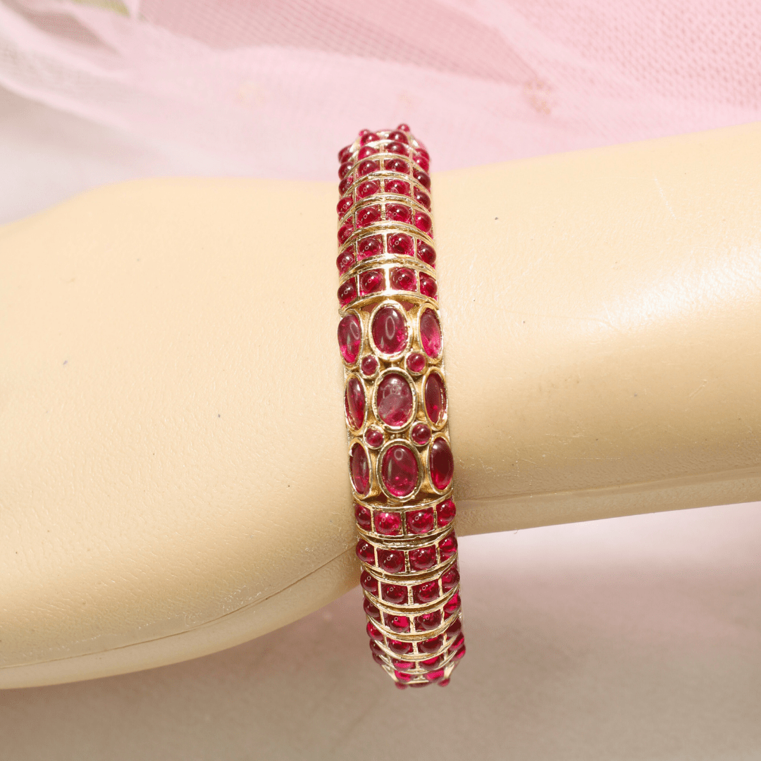 RUBY NAGINA BANGLES - GOLDEN FINISH - SET OF 2