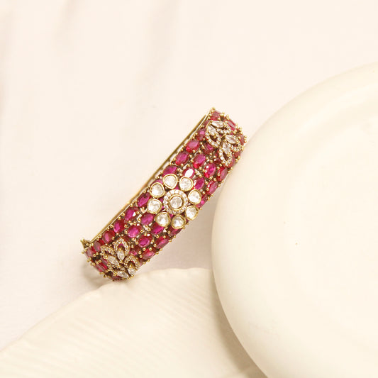 Ruby Pink Kundan Mosaic Kada – product view 2