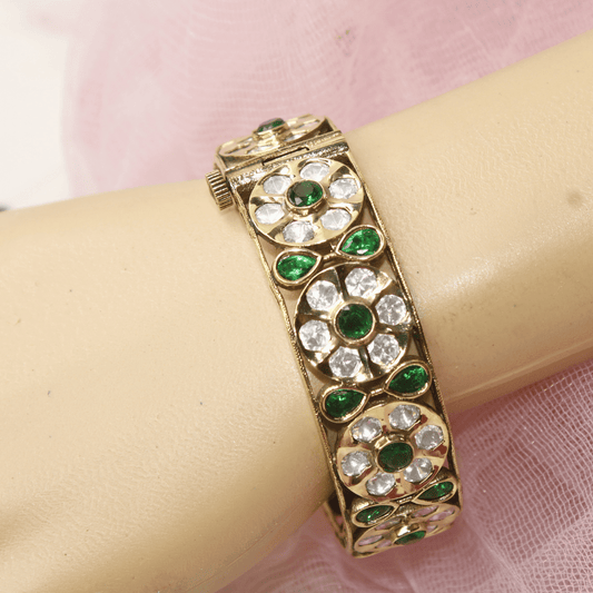 Sabyasachi - Inspired Green & Polki Kada (Set of 2) – Navraee Antique Gold Bangl