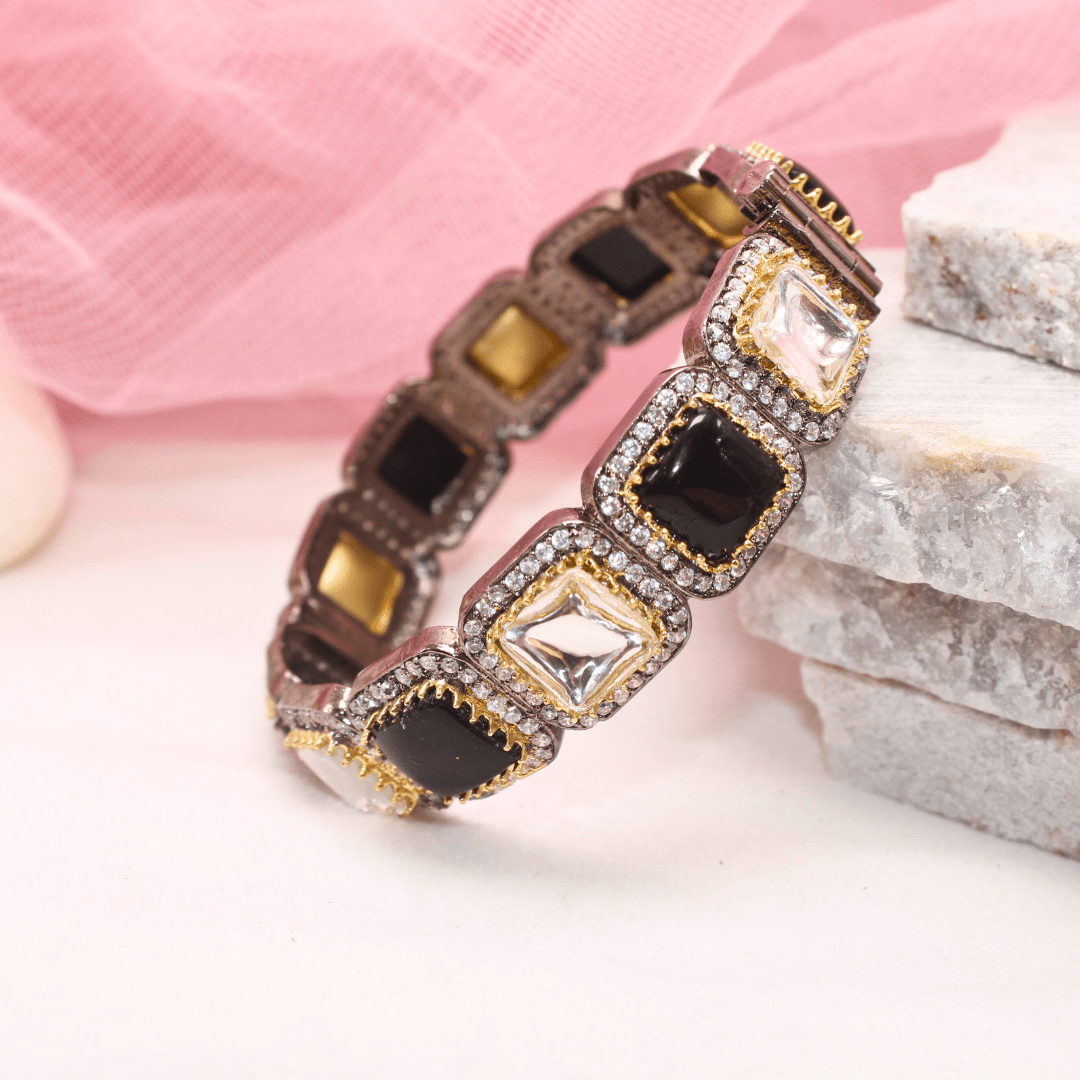 SABYASACHI INSPIRED KADA - BLACK & POLKI