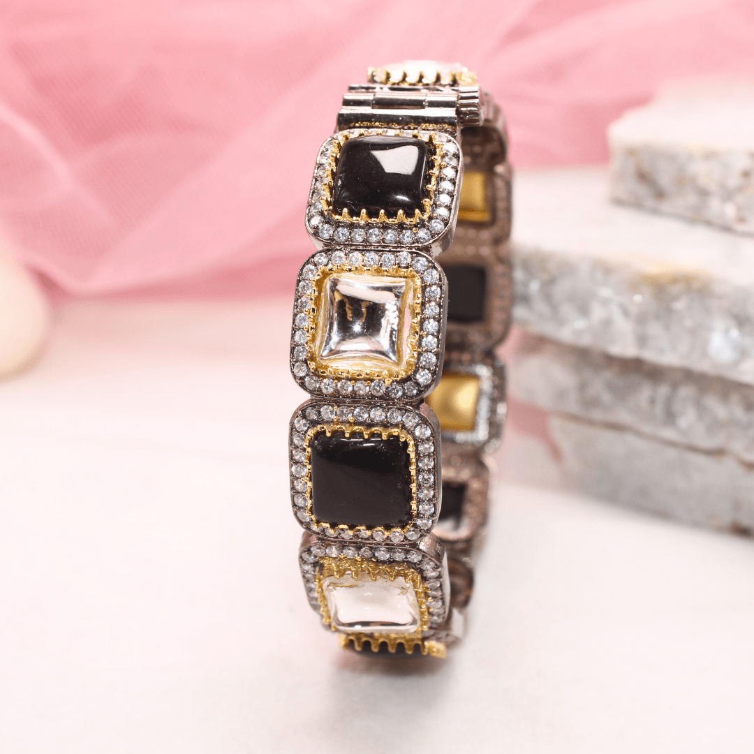 SABYASACHI INSPIRED KADA - BLACK & POLKI