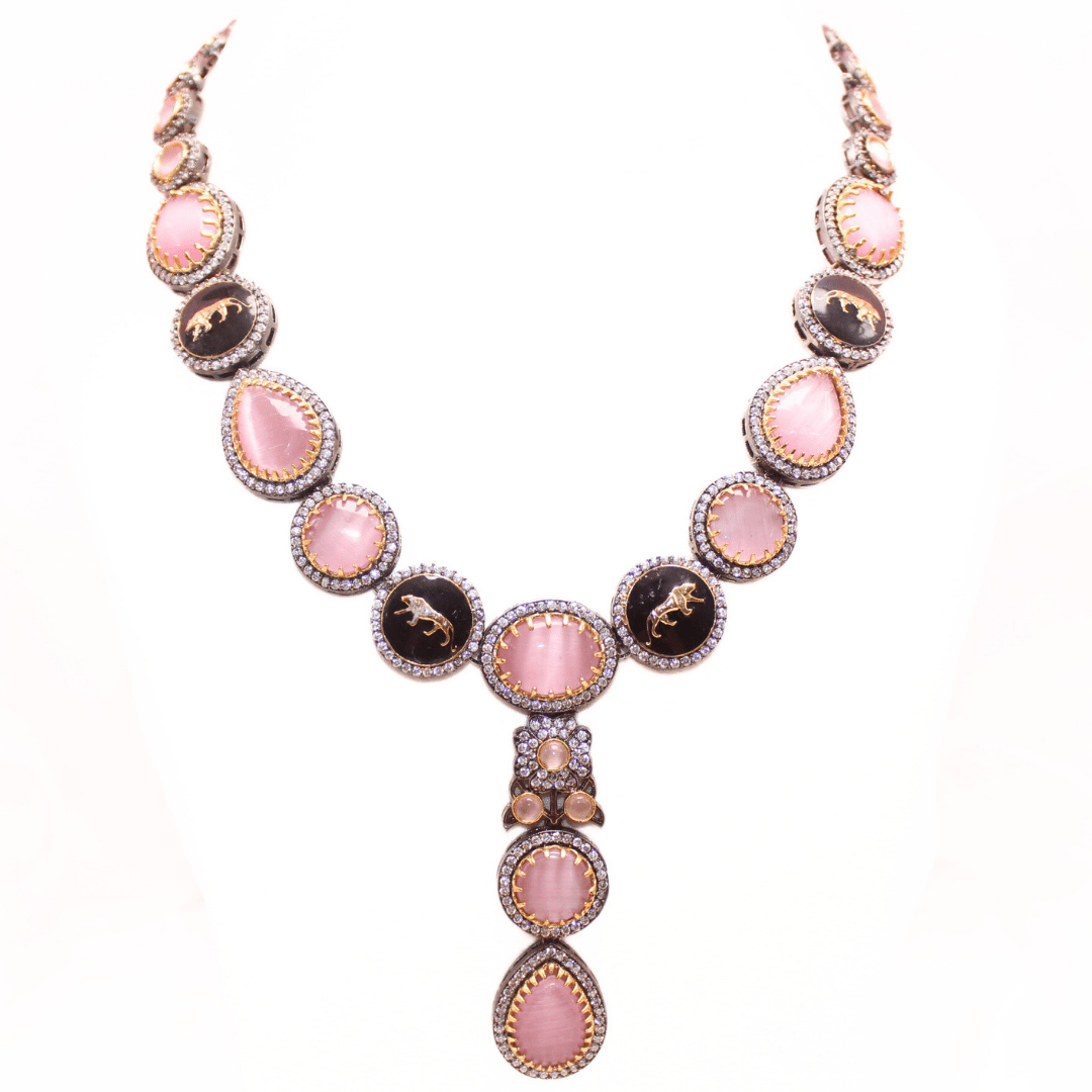 SABYASACHI INSPIRED NECKLACE SET - PINK